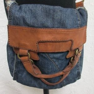 Abbey Road Cross Body Boho Denim & Leather Purse